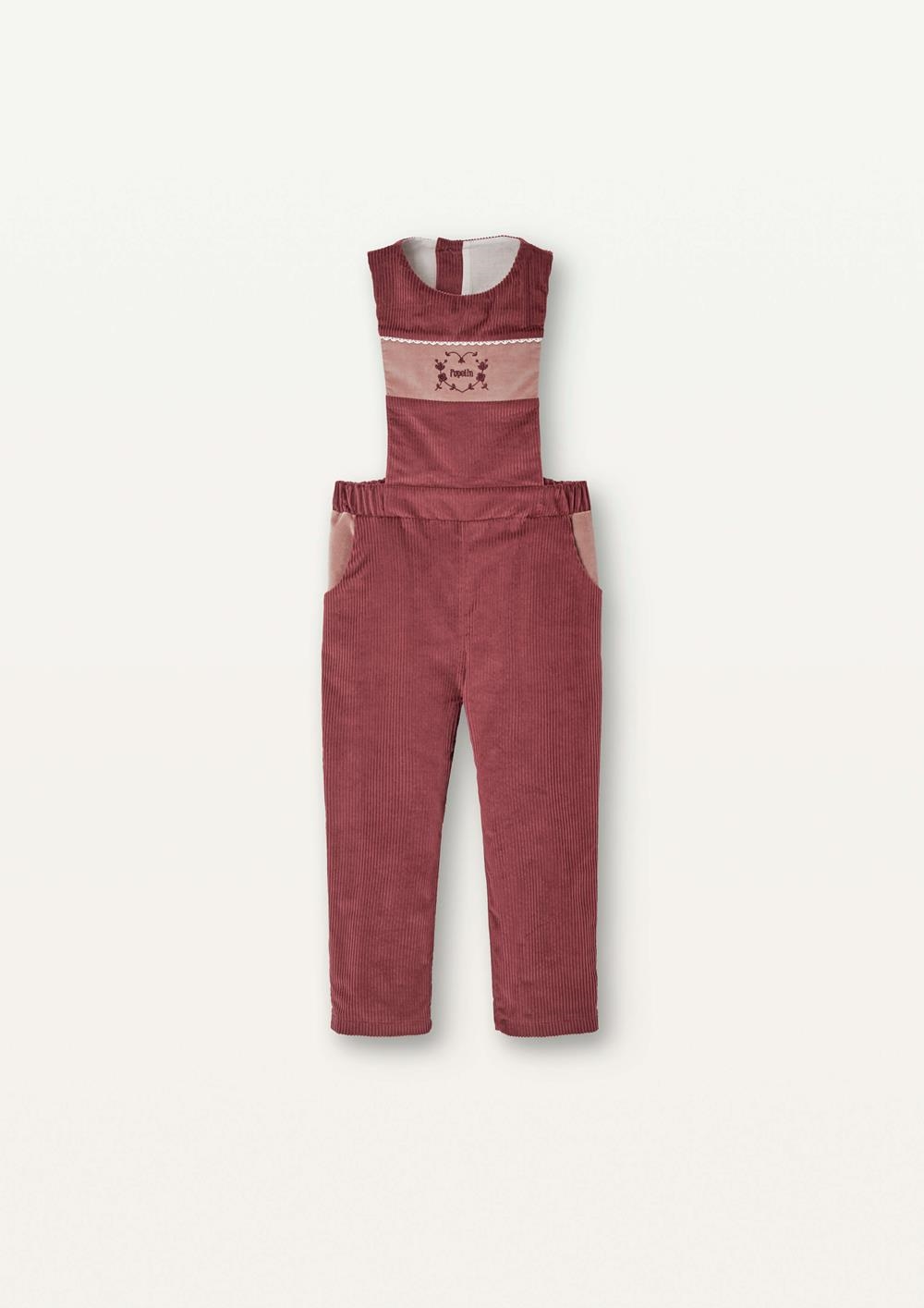 Mod.32.3 Burgundy corduroy dungarees with embroidered bib | AW2526 Mod.32.3 Burgundy corduroy dungarees with embroidered bib