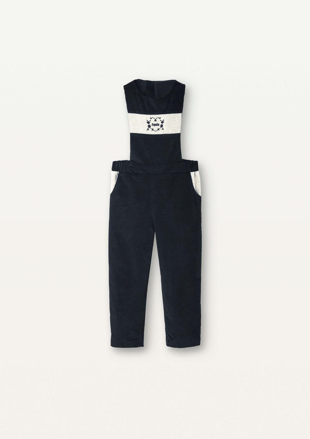 Mod.32.4 Black corduroy dungarees with embroidered bib | AW2526 Mod.32.4 Black corduroy dungarees with embroidered bib
