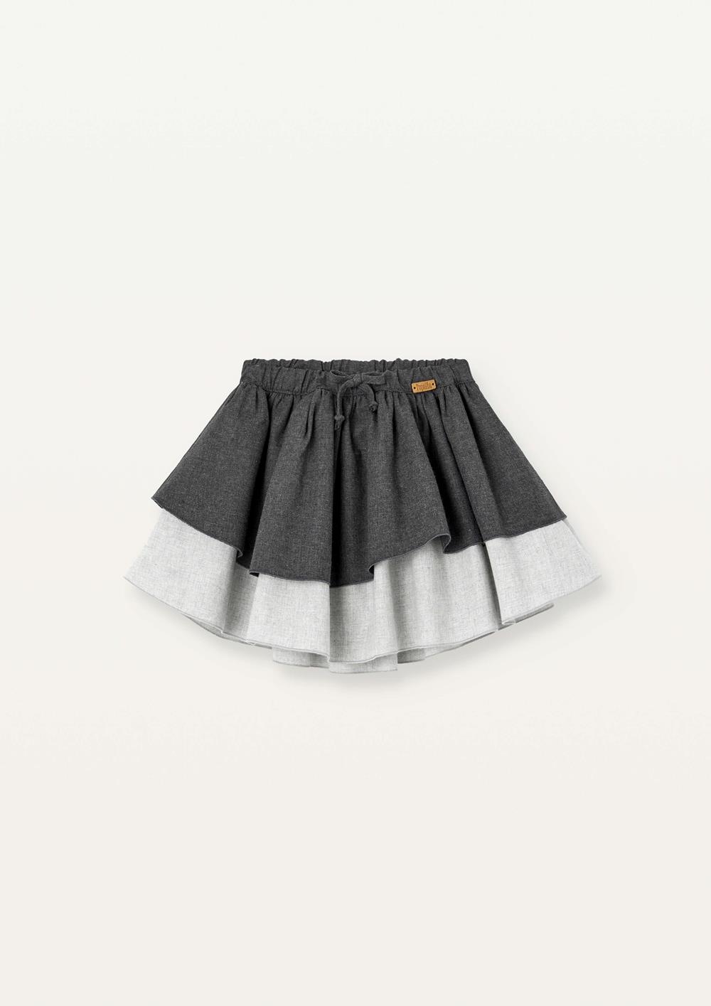 Mod.39.2 Anthracite grey double layer short skirt | AW2526 Mod.39.2 Anthracite grey double layer short skirt