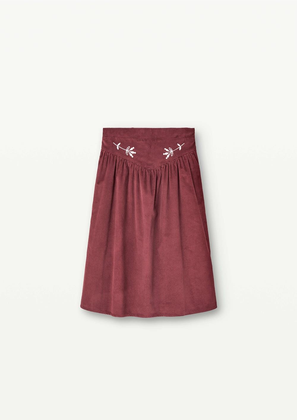 Mod.31.6 Burgundy embroidered midi skirt | AW2526 Mod.31.6 Burgundy embroidered midi skirt