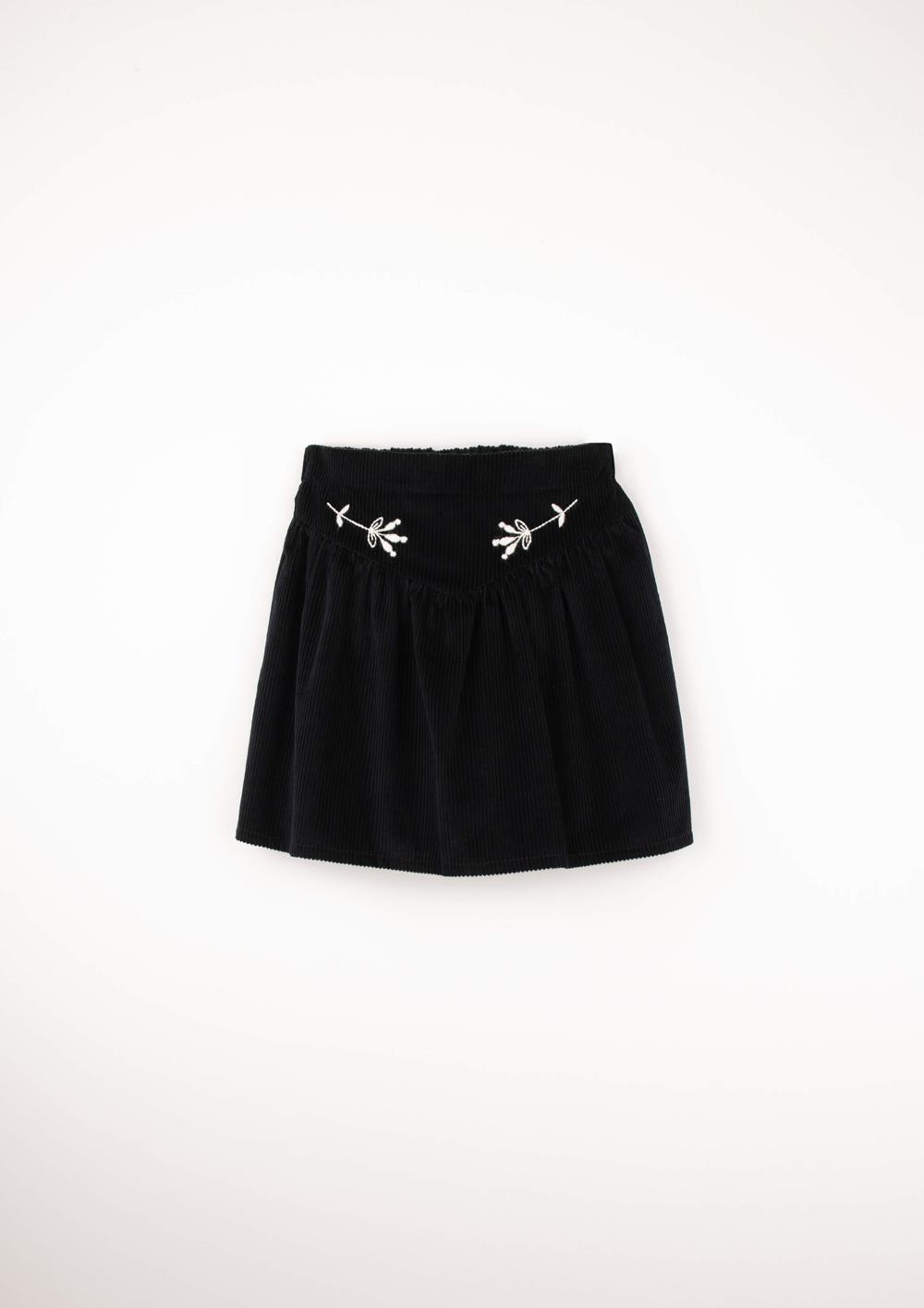 Mod.31.7 Black short skirt with embroidery | AW2526 Mod.31.7 Black short skirt with embroidery