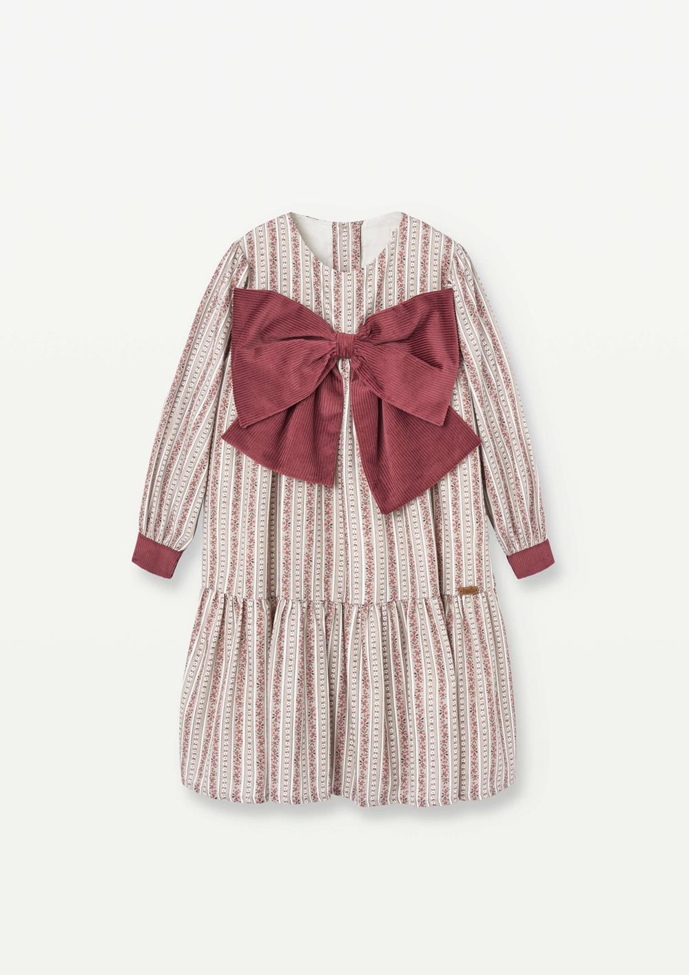 Mod.44.3 Burgundy flower print dress with bow | AW2526 Mod.44.3 Burgundy flower print dress with bow