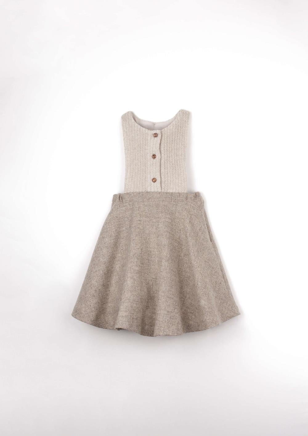 Mod.42.1 Stone short dress with knitted bib | AW2526 Mod.42.1 Stone short dress with knitted bib