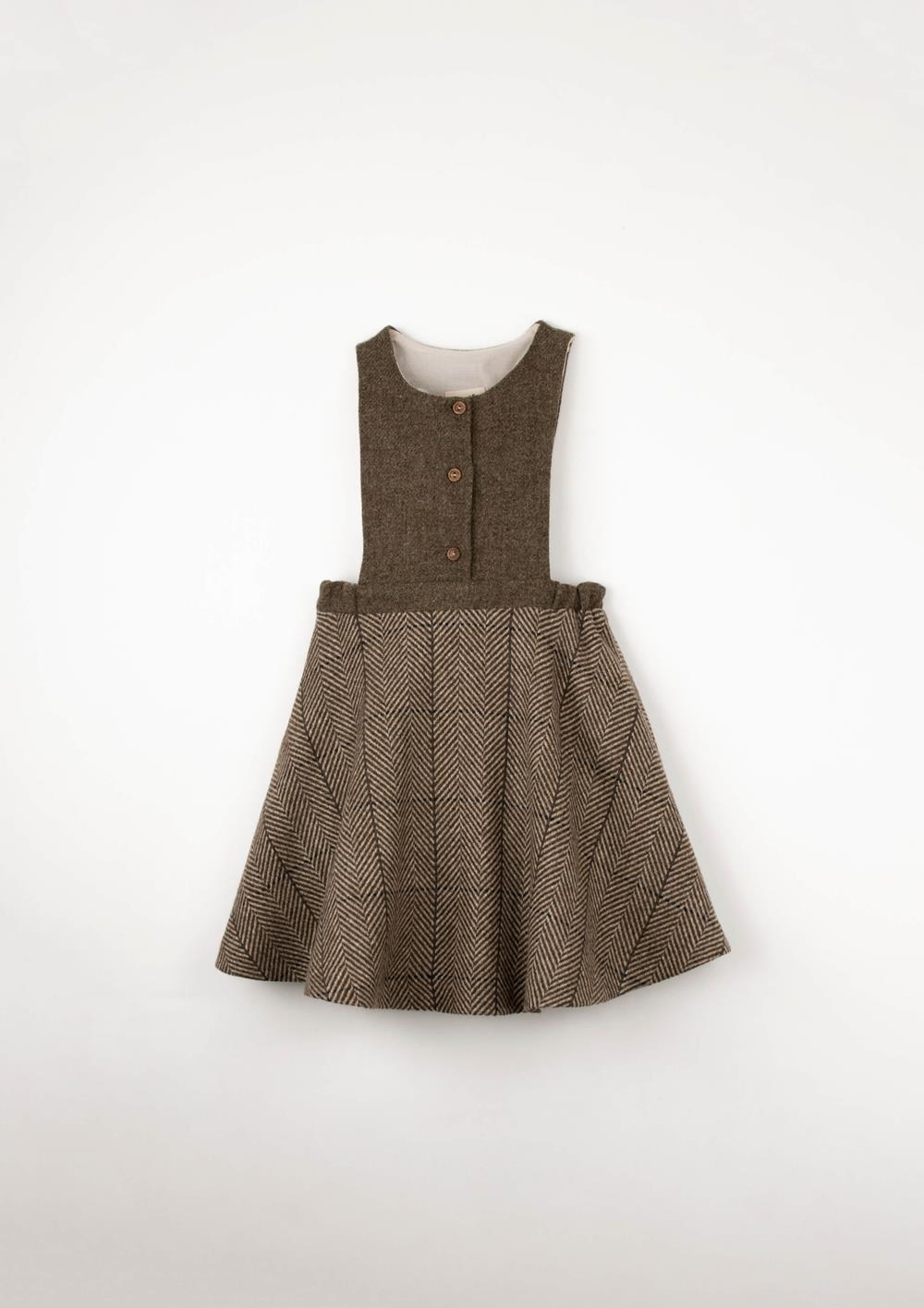 Mod.42.3 Brown woollen short dress with bib | AW2526 Mod.42.3 Brown woollen short dress with bib