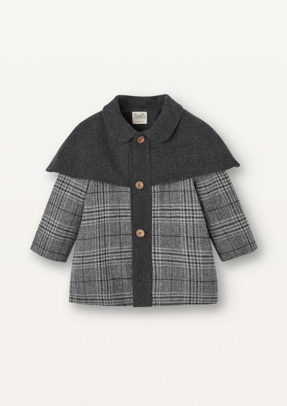 Mod.51.3 Grey plaid woollen cape coat | AW2526 Mod.51.3 Grey plaid woollen cape coat