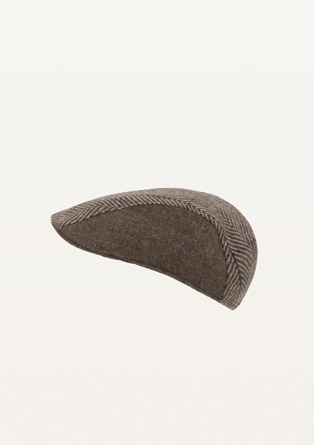 Mod.61.8 Brown herringbone woollen cap | AW2526 Mod.61.8 Brown herringbone woollen cap