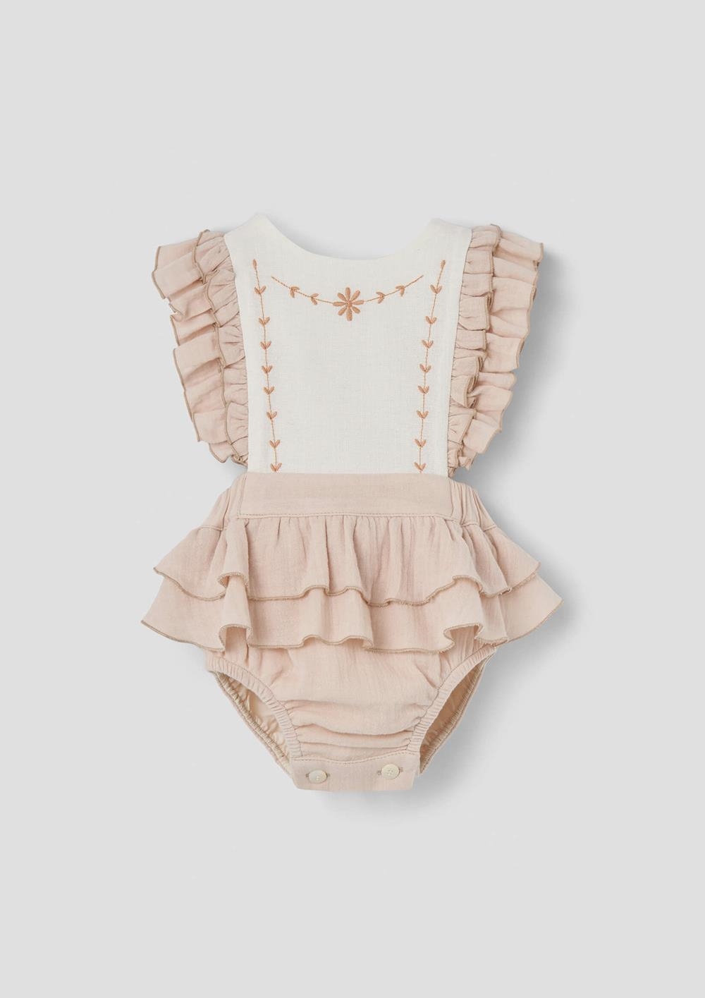 Mod.3.2 Dusty pink romper suit with embroidered bib | SS26 Mod.3.2 Dusty pink romper suit with embroidered bib