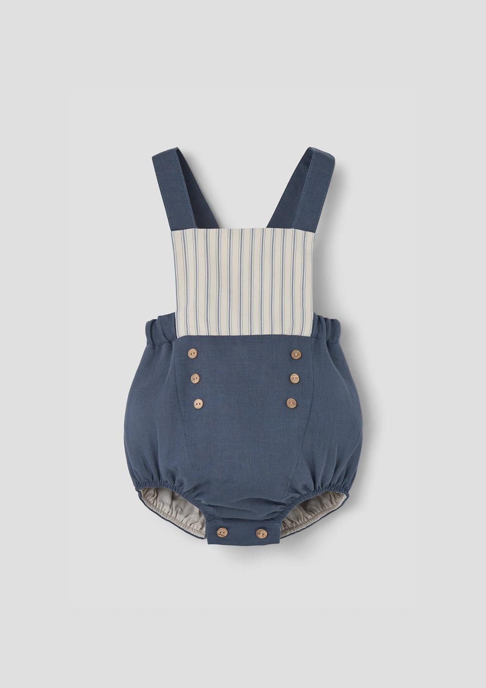 Mod.7.3 Slate blue linen dungarees with straps | SS26 Mod.7.3 Slate blue linen dungarees with straps