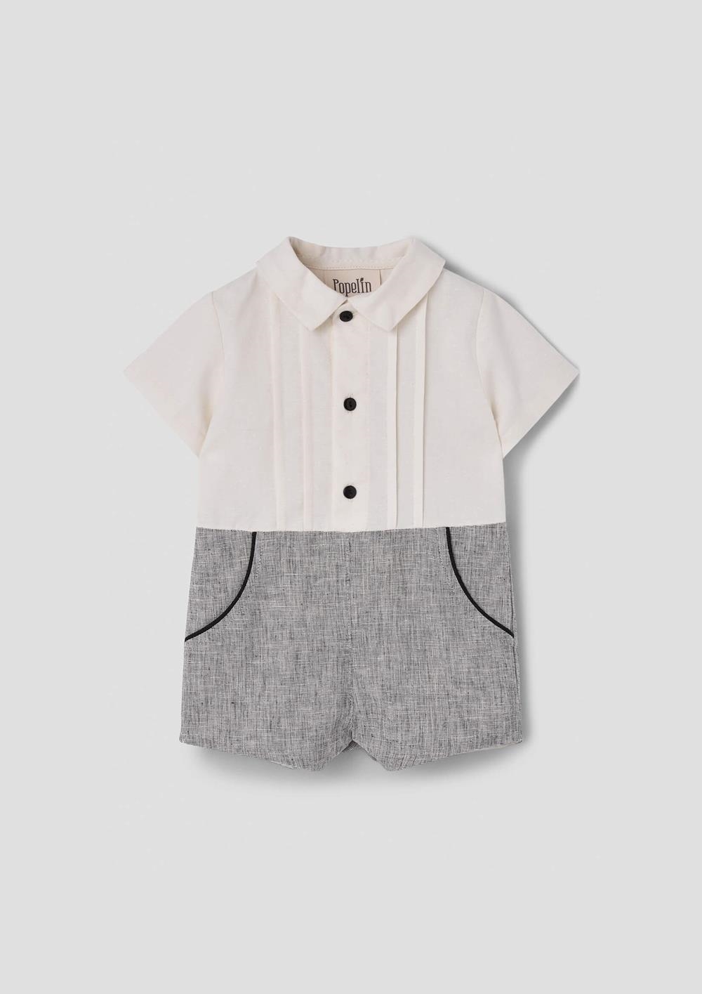 Mod.8.2 Black fleck two-tone jumpsuit with shirt collar | SS26 Mod.8.2 Black fleck two-tone jumpsuit with shirt collar