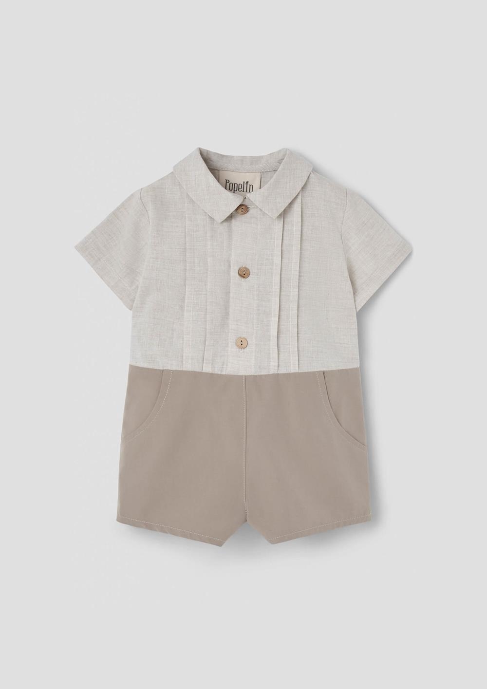 Mod.8.3 Taupe two-tone jumpsuit with shirt collar | SS26 Mod.8.3 Taupe two-tone jumpsuit with shirt collar