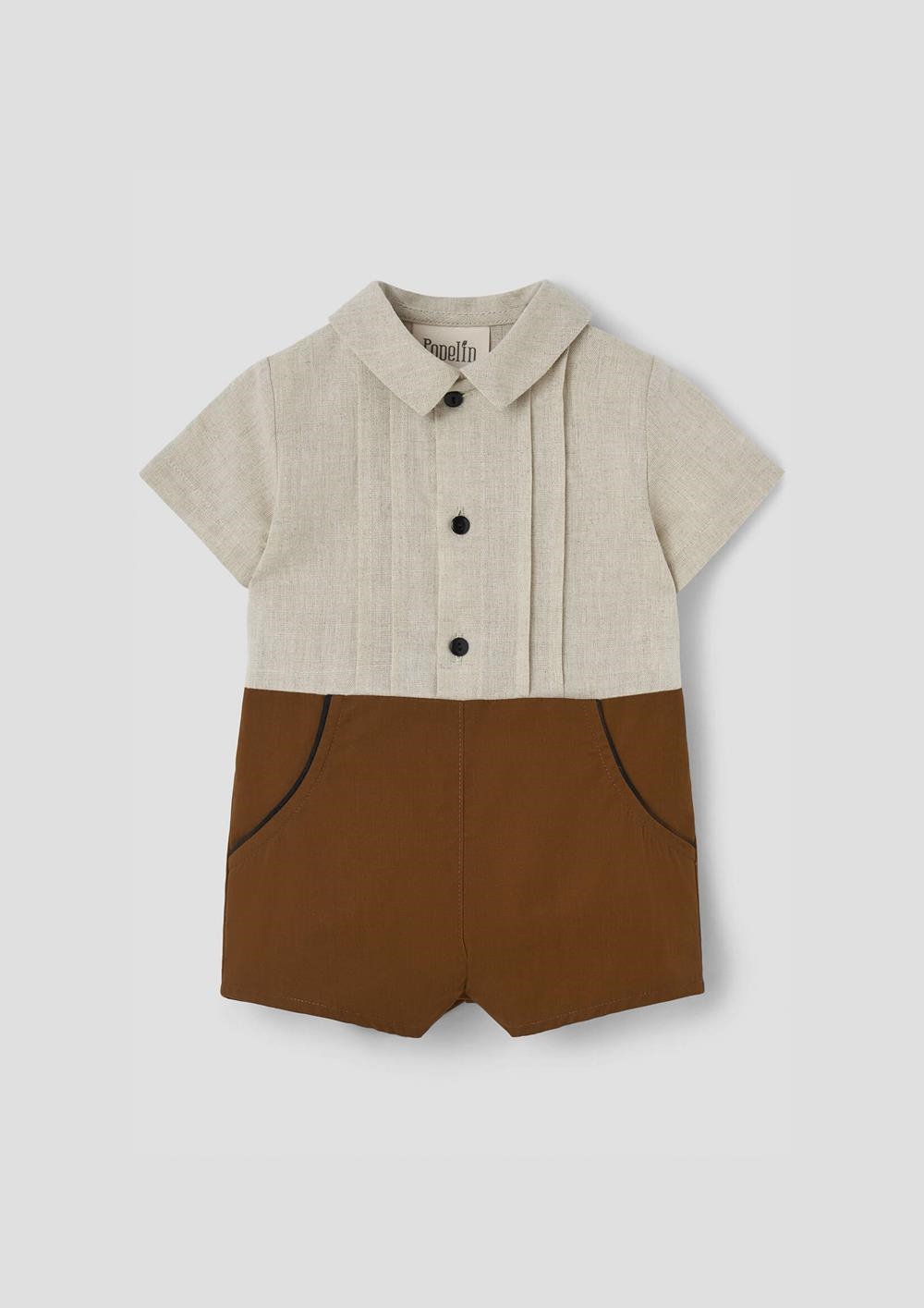 Mod.8.4 Terracotta two-tone jumpsuit with shirt collar | SS26 Mod.8.4 Terracotta two-tone jumpsuit with shirt collar