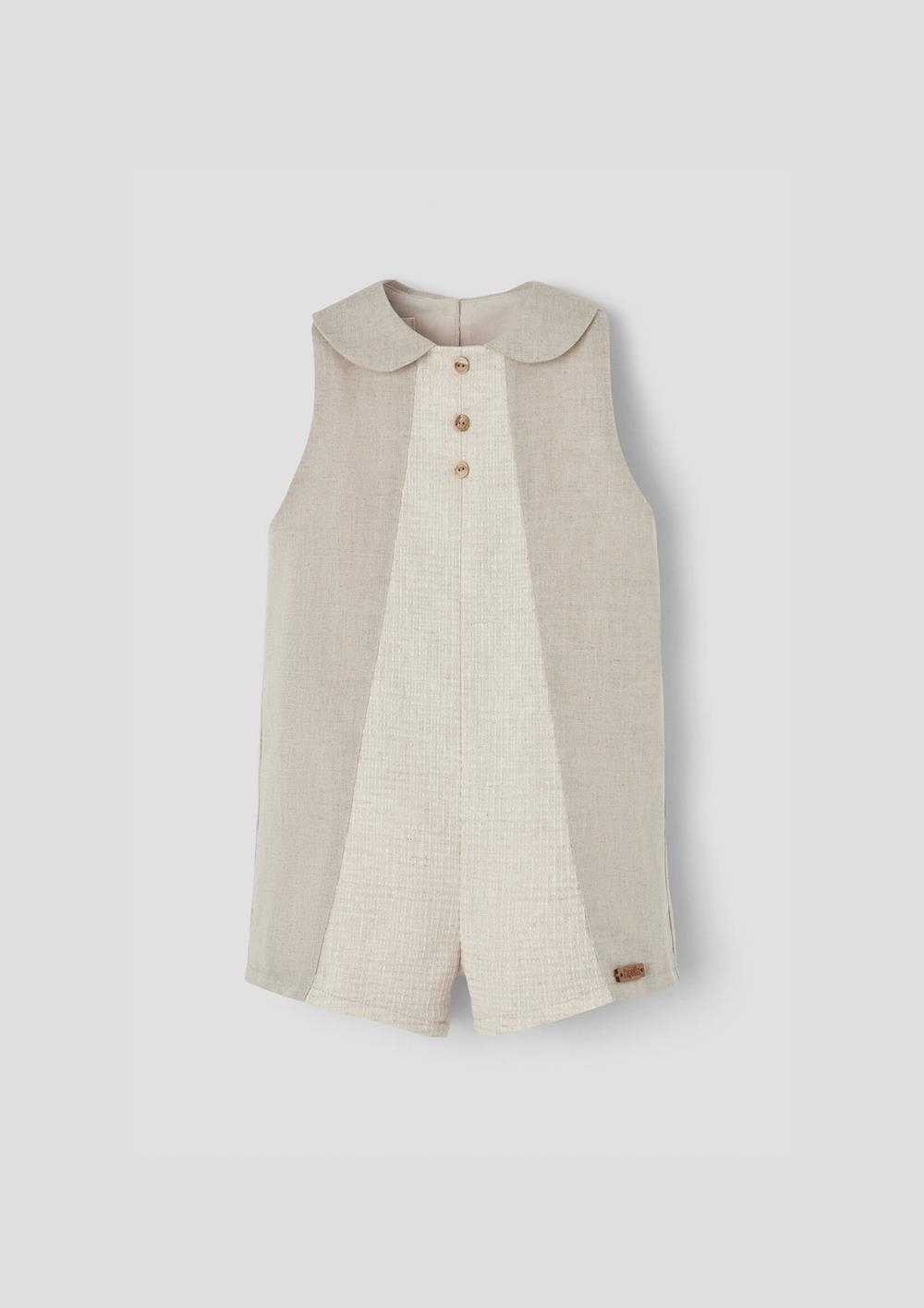 Mod.9.1 Sand waffle fabric jumpsuit with baby collar | SS26 Mod.9.1 Sand waffle fabric jumpsuit with baby collar