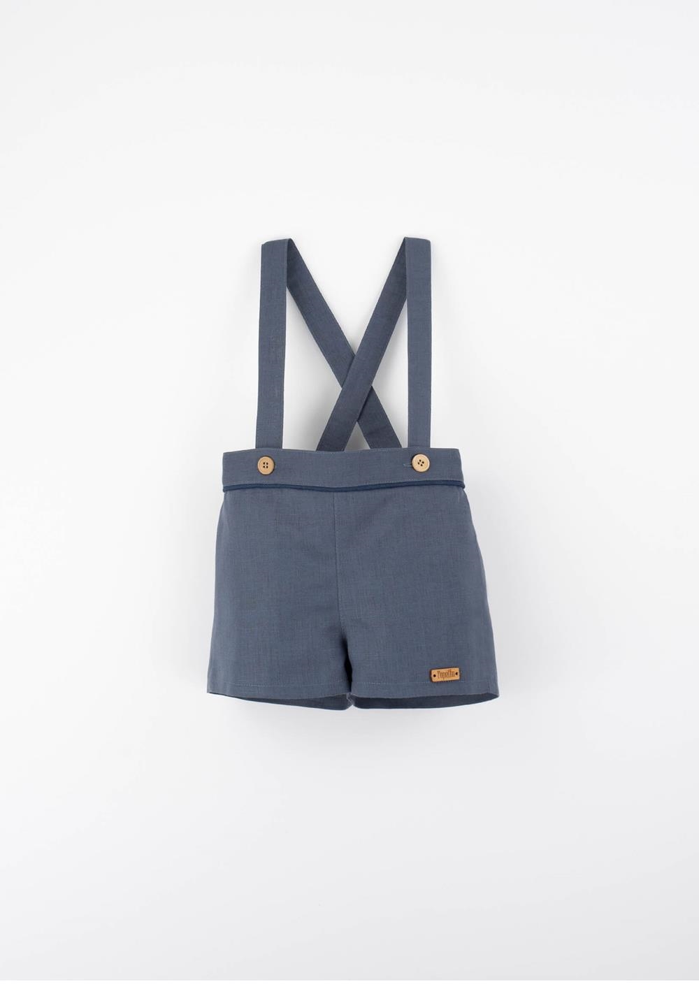 Mod.11.4 Slate blue linen shorts with straps | SS26 Mod.11.4 Slate blue linen shorts with straps