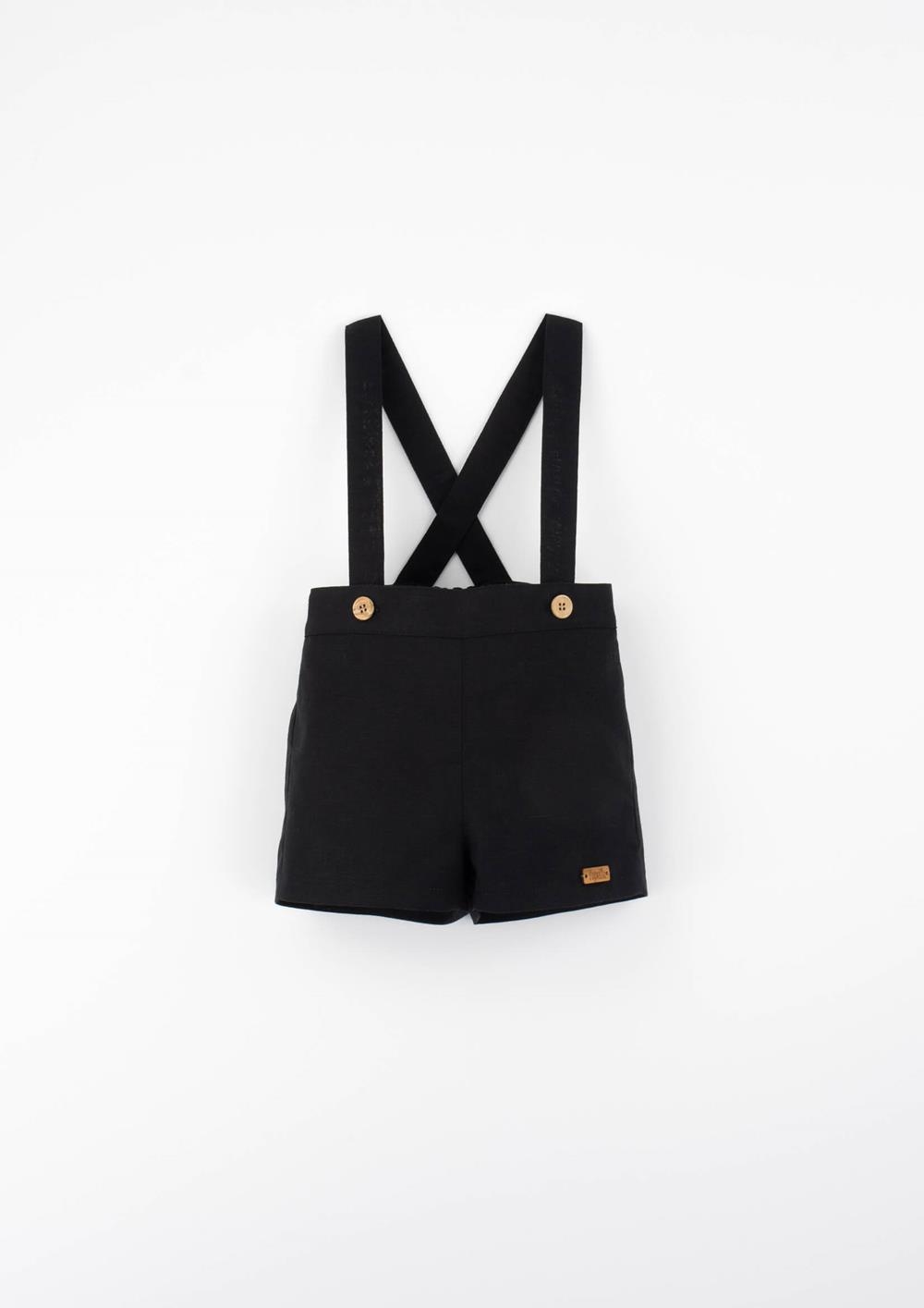 Mod.11.6 Black linen shorts with straps | SS26 Mod.11.6 Black linen shorts with straps