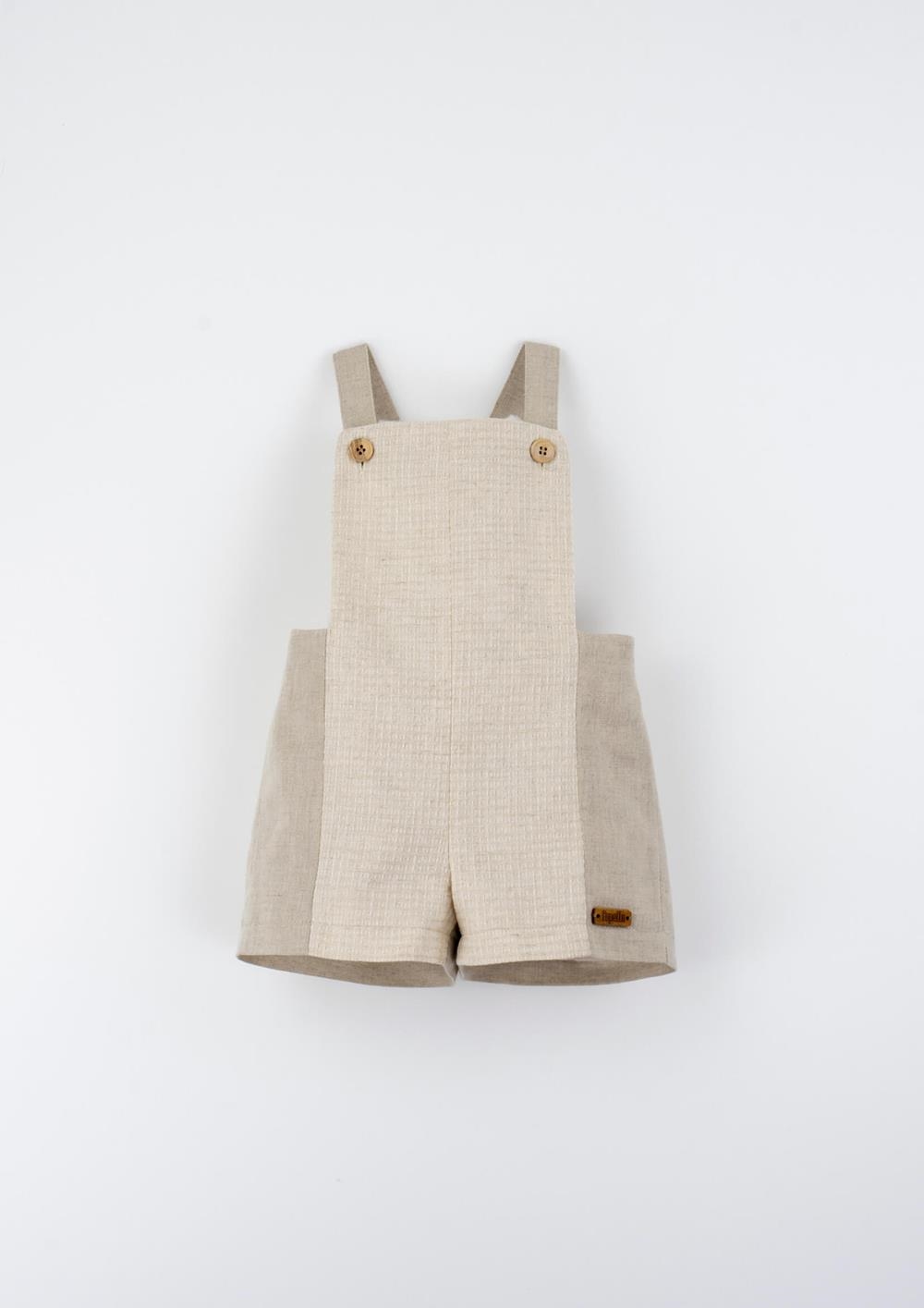 Mod.12.1 Sand waffle fabric combination dungarees | SS26 Mod.12.1 Sand waffle fabric combination dungarees