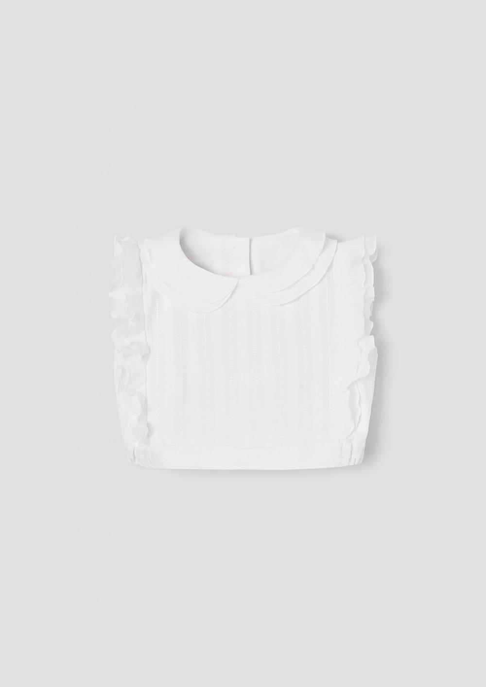 Mod.13.1 White short top with double baby collar | SS26 Mod.13.1 White short top with double baby collar