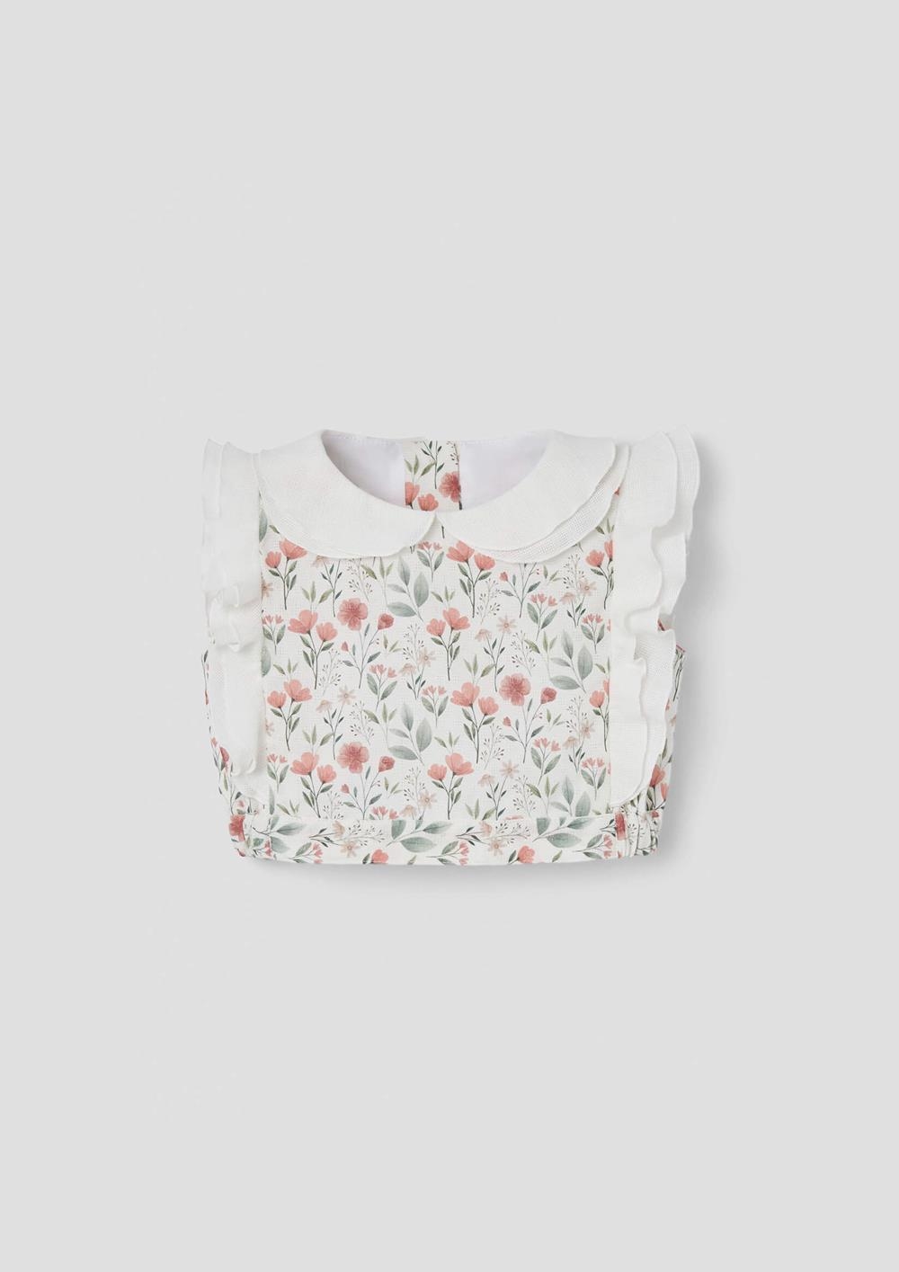 Mod.13.3 Poppy pattern short top with double baby collar | SS26 Mod.13.3 Poppy pattern short top with double baby collar