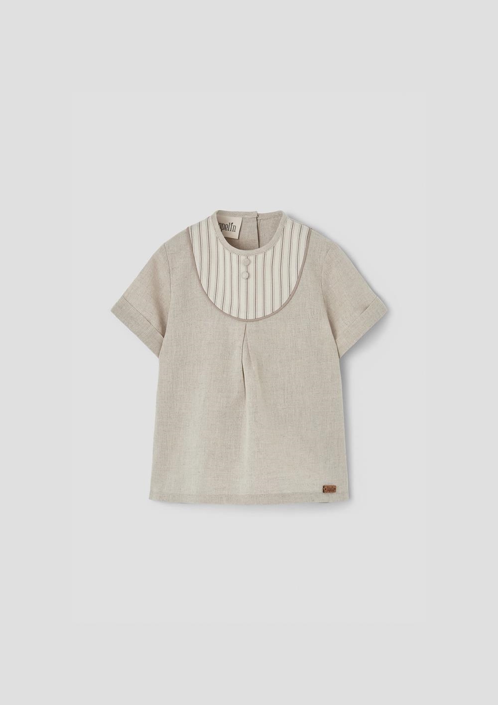 Mod.18.2 Brown striped shirt with pleat | SS26 Mod.18.2 Brown striped shirt with pleat