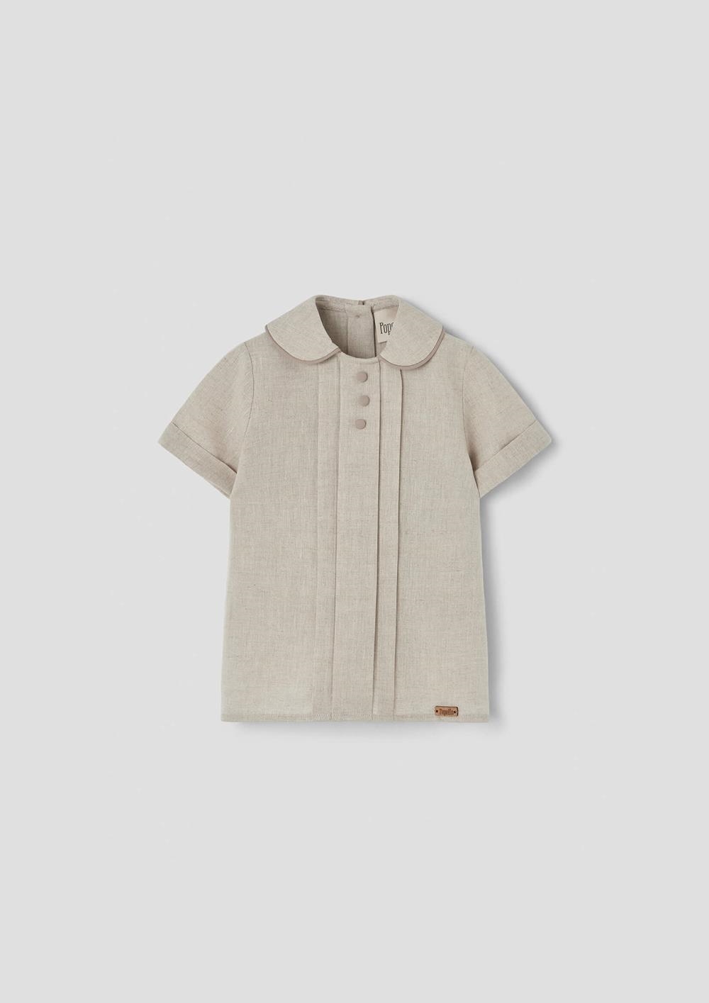 Mod.19.3 Sand linen shirt with central panel | SS26 Mod.19.3 Sand linen shirt with central panel