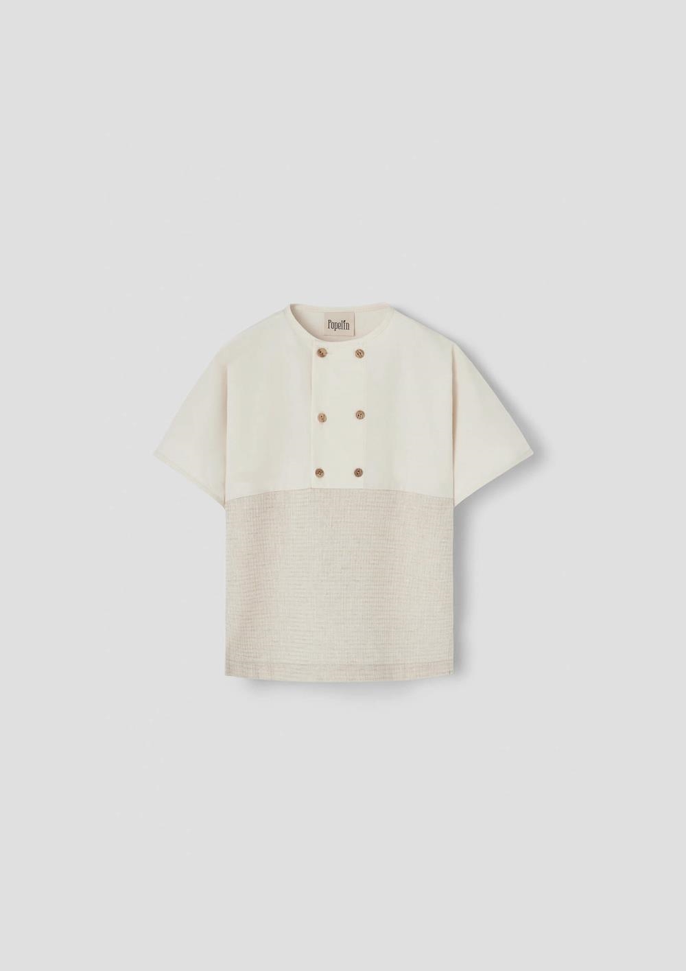 Mod.20.1 Sand waffle fabric shirt with double breasted buttons | SS26 Mod.20.1 Sand waffle fabric shirt with double breasted buttons