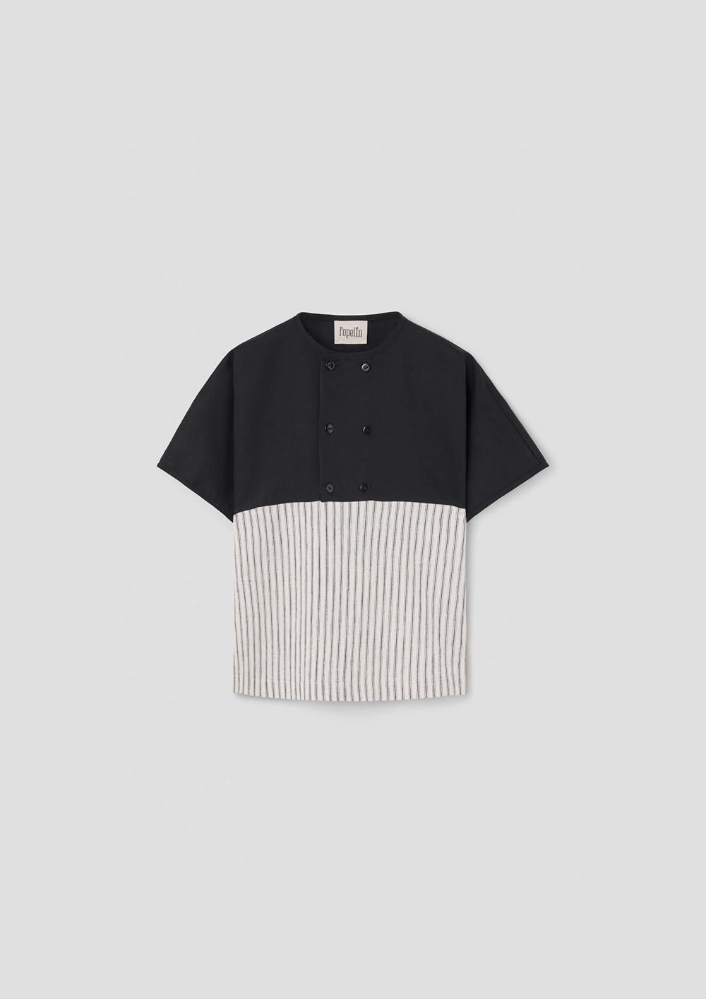 Mod.20.4 Black shirt with double breasted buttons | SS26 Mod.20.4 Black shirt with double breasted buttons