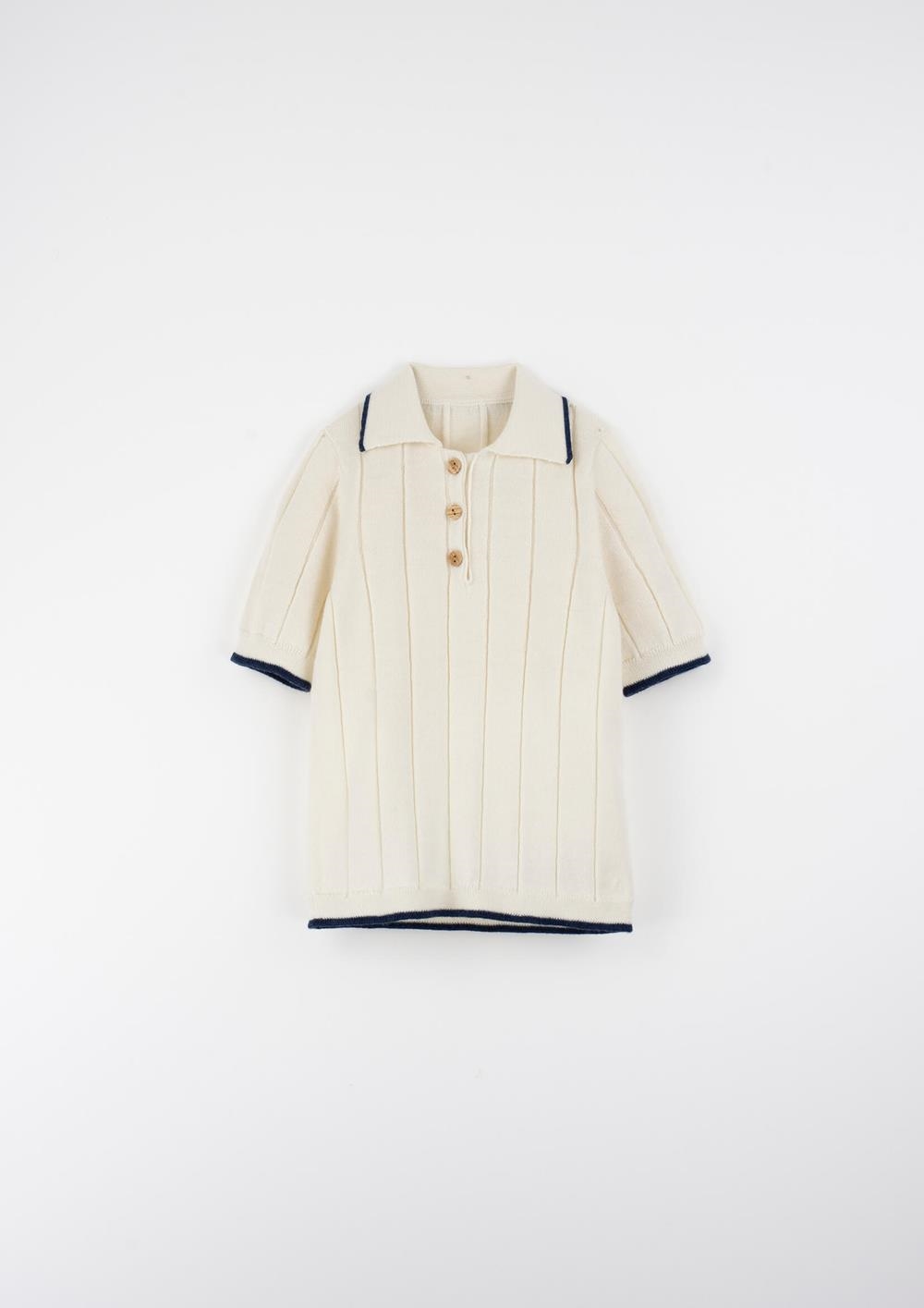 Mod.17.5 Blue ribbed polo shirt | SS26 Mod.17.5 Blue ribbed polo shirt