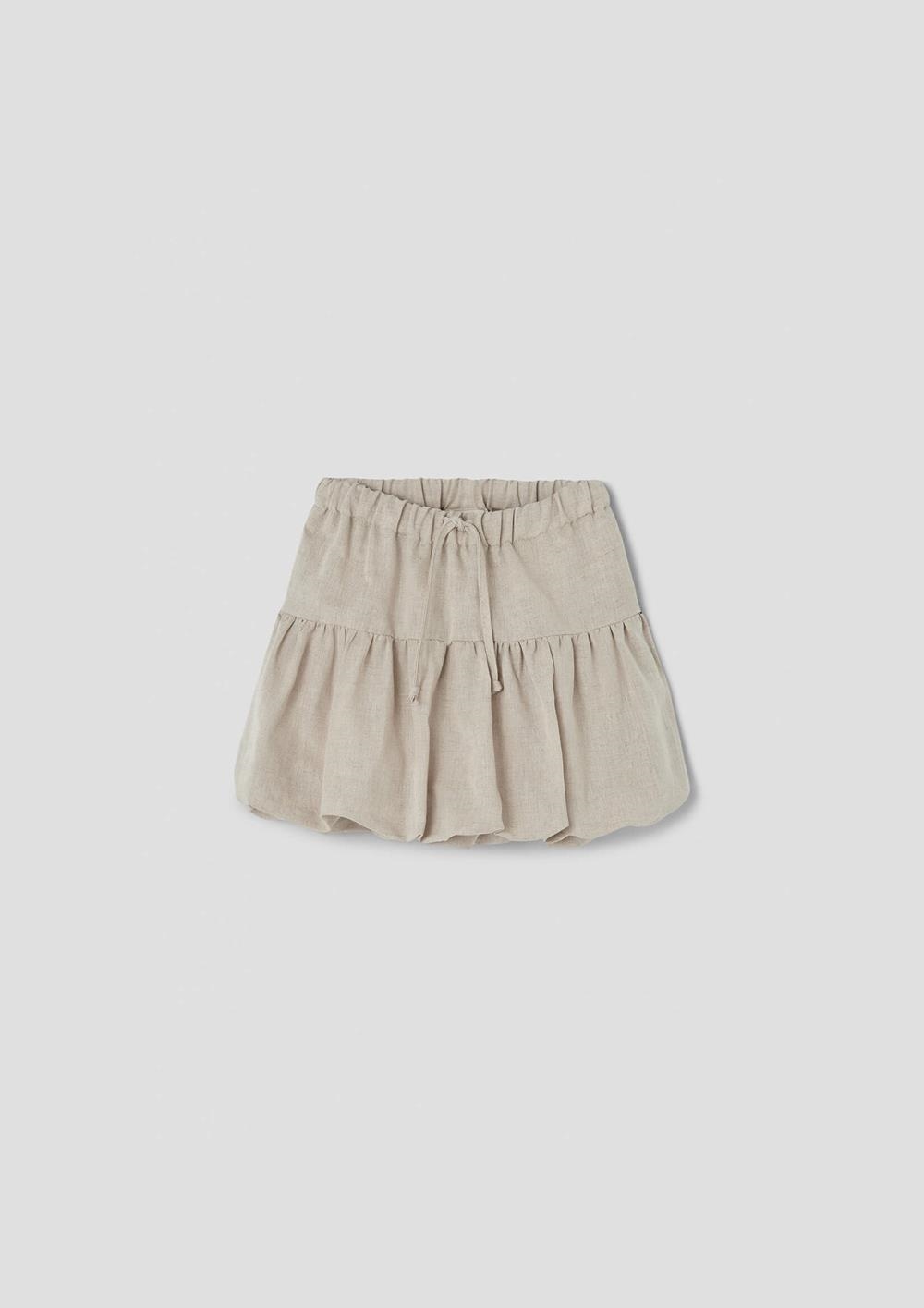Mod.28.3 Sand linen puffball mini skirt | SS26 Mod.28.3 Sand linen puffball mini skirt