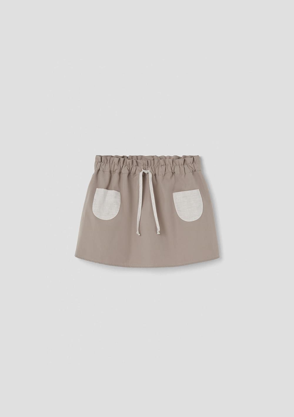 Mod.25.2 Taupe short skirt with pockets | SS26 Mod.25.2 Taupe short skirt with pockets