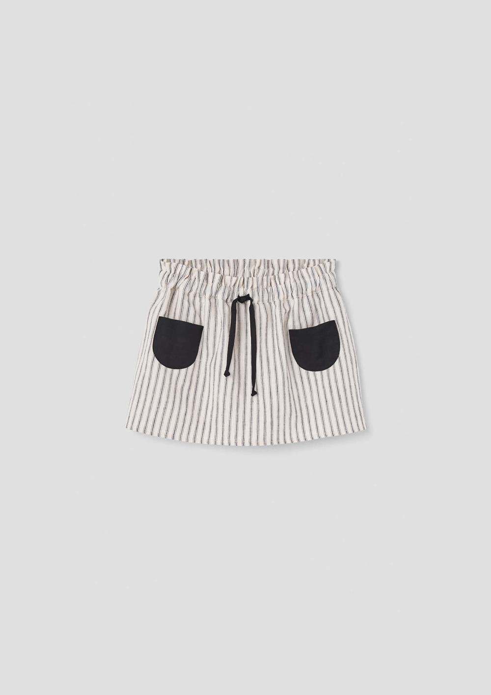 Mod.25.3 Black striped short skirt with pockets | SS26 Mod.25.3 Black striped short skirt with pockets