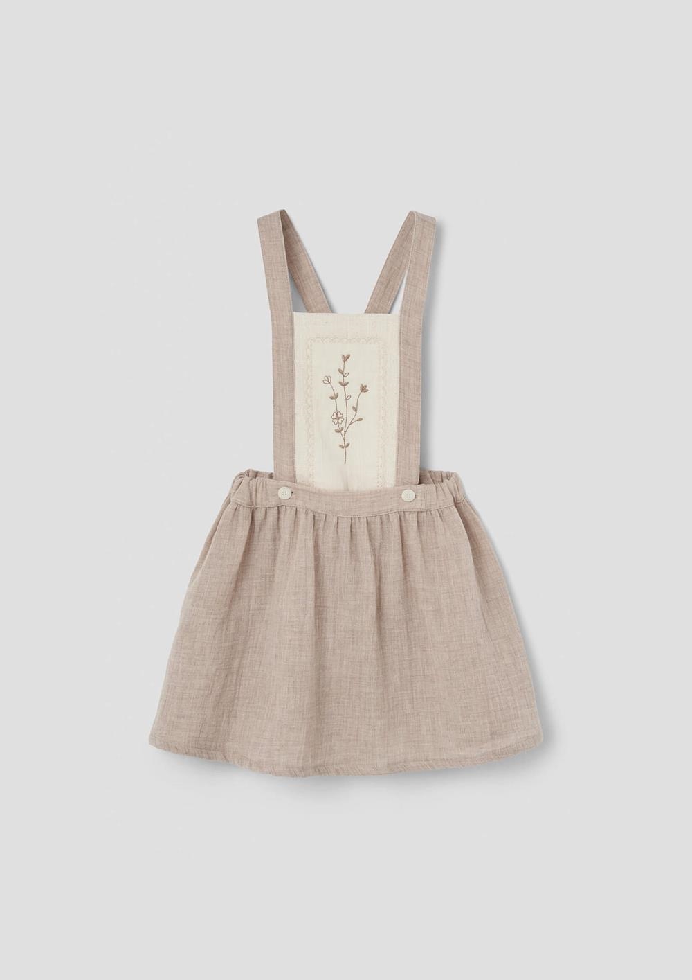 Mod.23.2 Sand short skirt with embroidered bid | SS26 Mod.23.2 Sand short skirt with embroidered bid