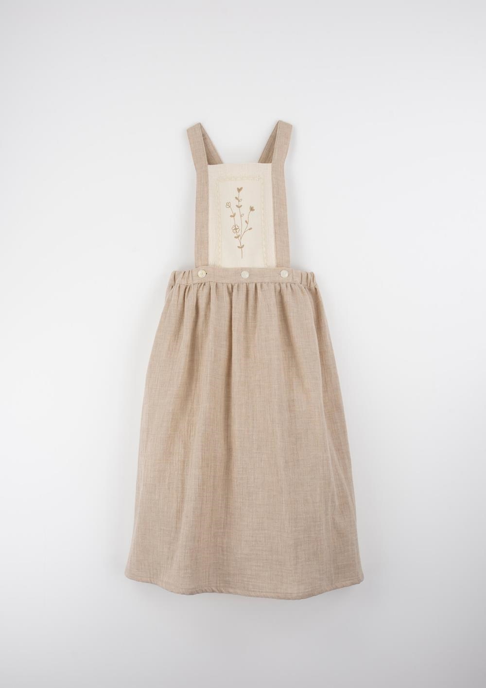 Mod.23.6 Sand midi skirt with embroidered bid | SS26 Mod.23.6 Sand midi skirt with embroidered bid