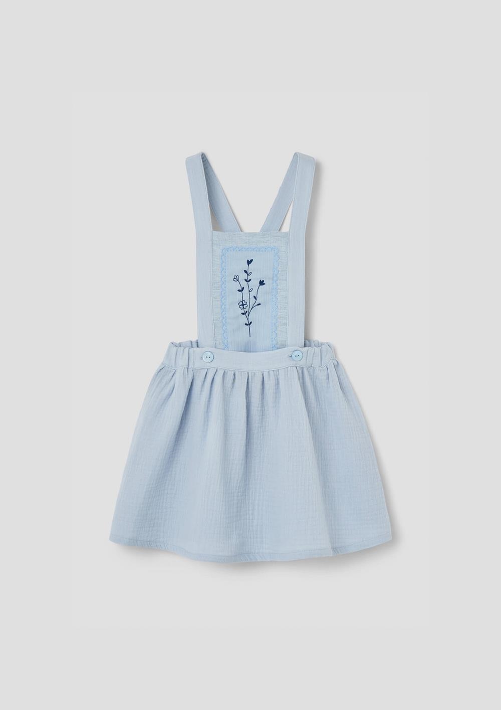 Mod.23.3 Blue short skirt with embroidered bid | SS26 Mod.23.3 Blue short skirt with embroidered bid