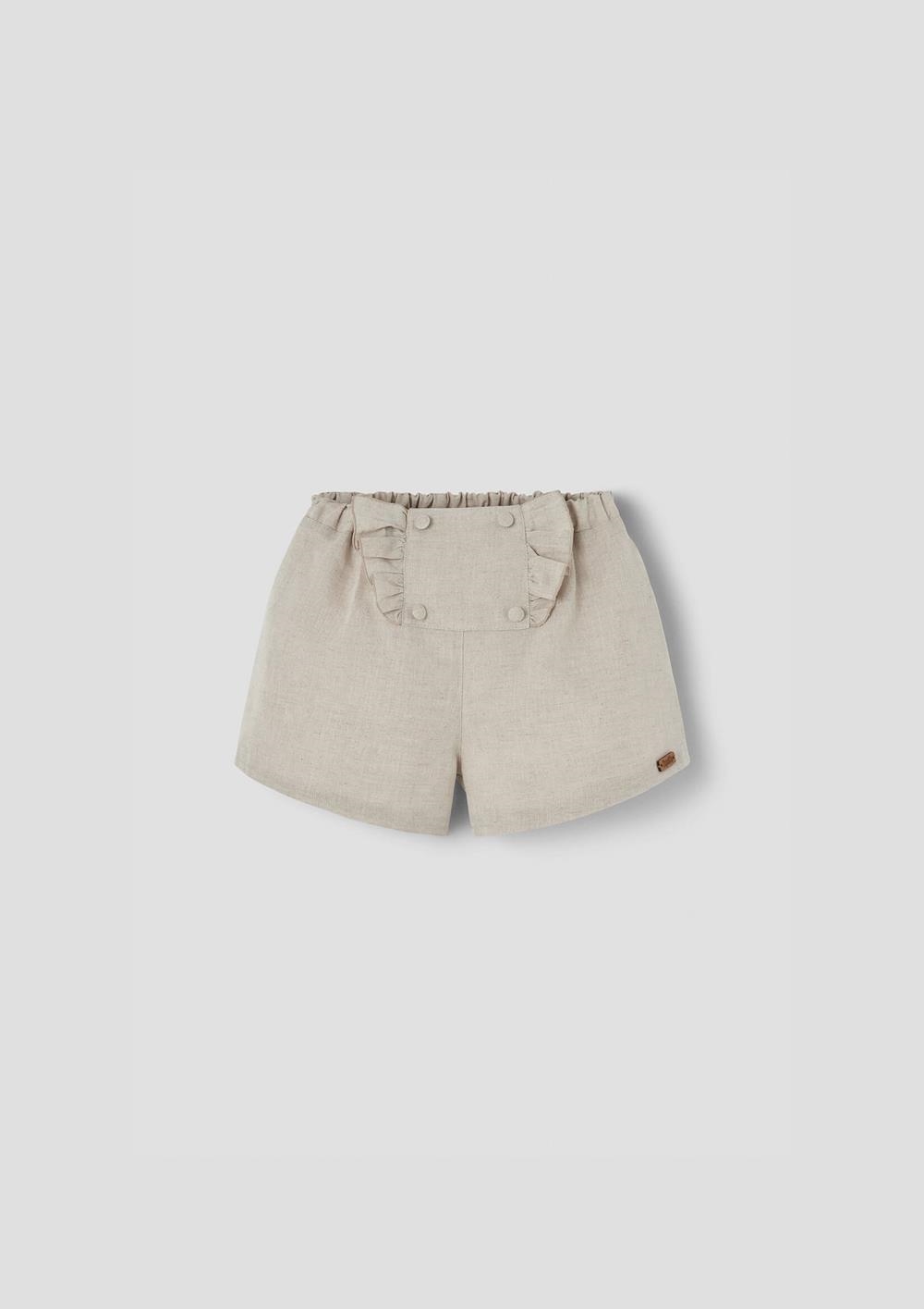 Mod.26.1 Sand linen bermuda shorts with decorative segment | SS26 Mod.26.1 Sand linen bermuda shorts with decorative segment