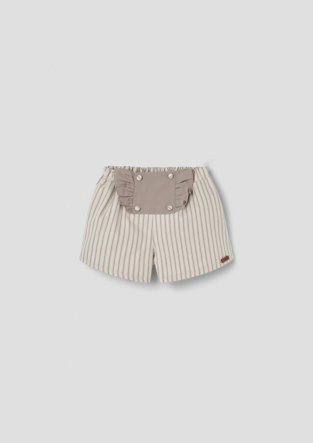 Mod.26.2 Brown striped bermuda shorts with decorative segment | SS26 Mod.26.2 Brown striped bermuda shorts with decorative segment
