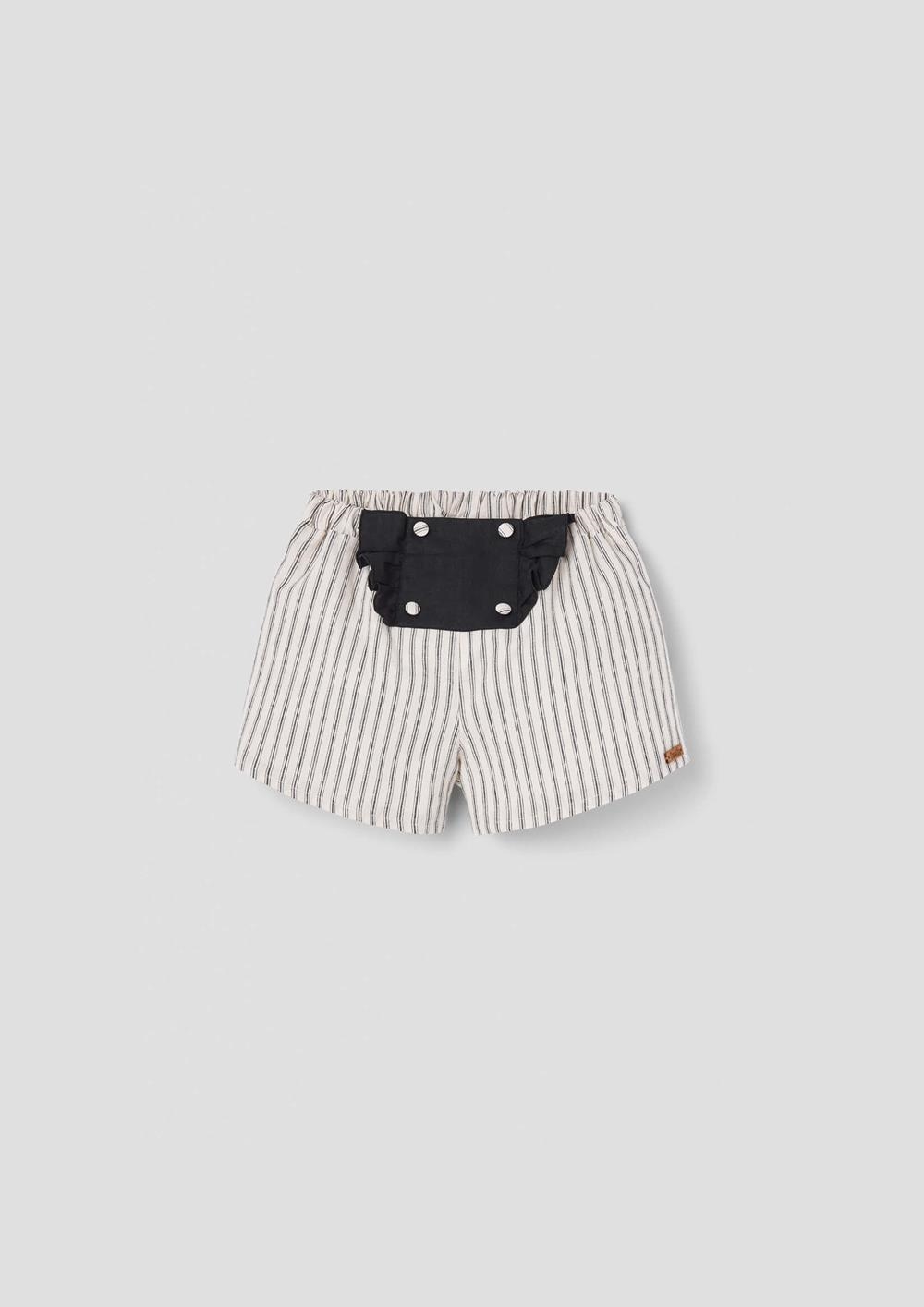 Mod.26.3 Black striped bermuda shorts with decorative segment | SS26 Mod.26.3 Black striped bermuda shorts with decorative segment