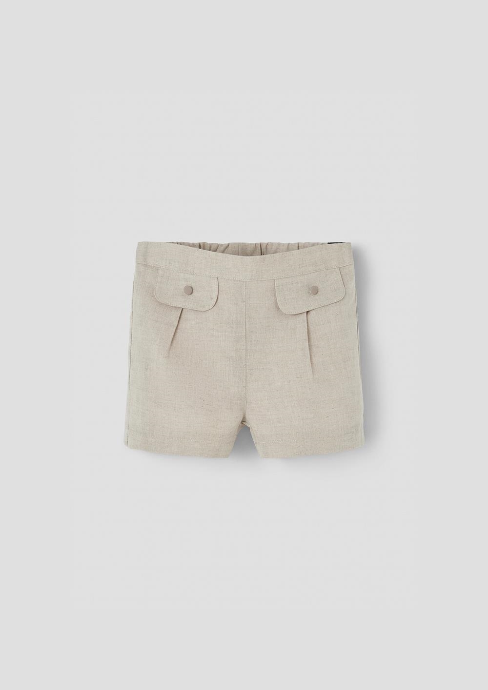 Mod.30.2 Sand linen shorts with flaps | SS26 Mod.30.2 Sand linen shorts with flaps