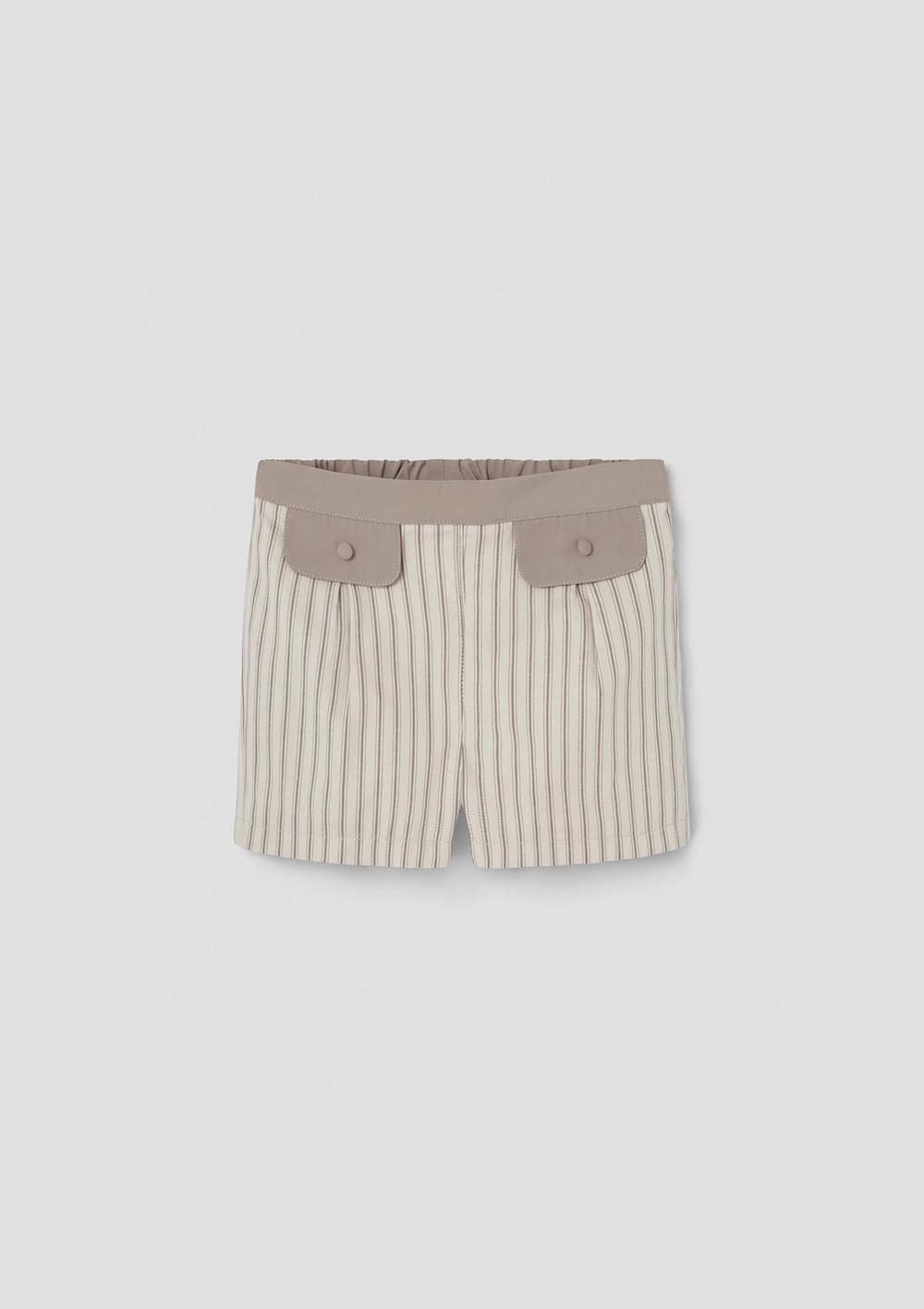 Mod.30.3 Brown striped shorts with flaps | SS26 Mod.30.3 Brown striped shorts with flaps