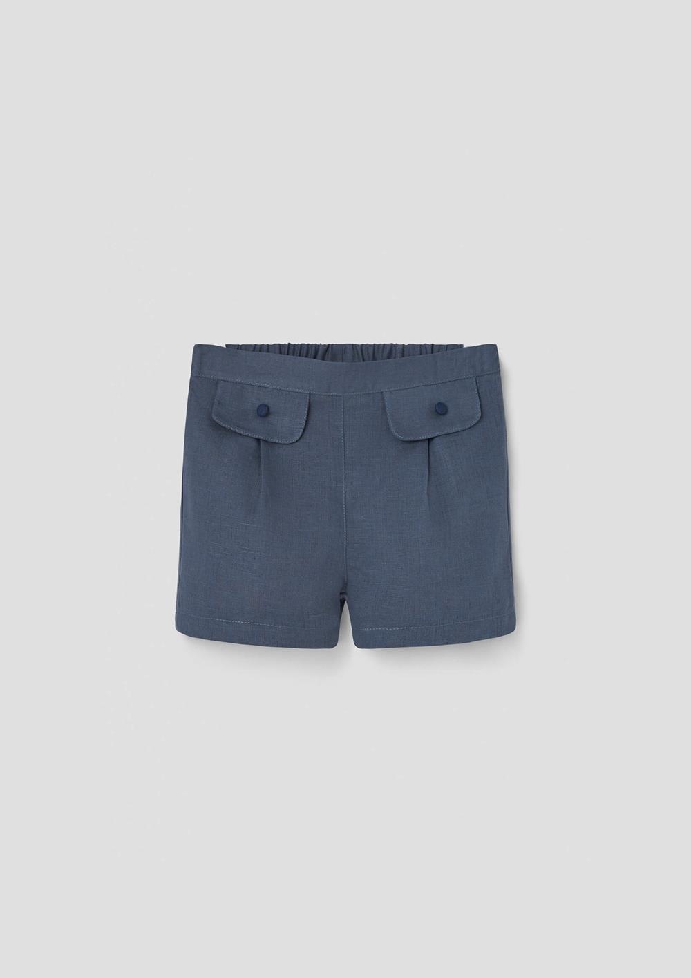 Mod.30.5 Slate blue linen shorts with flaps | SS26 Mod.30.5 Slate blue linen shorts with flaps