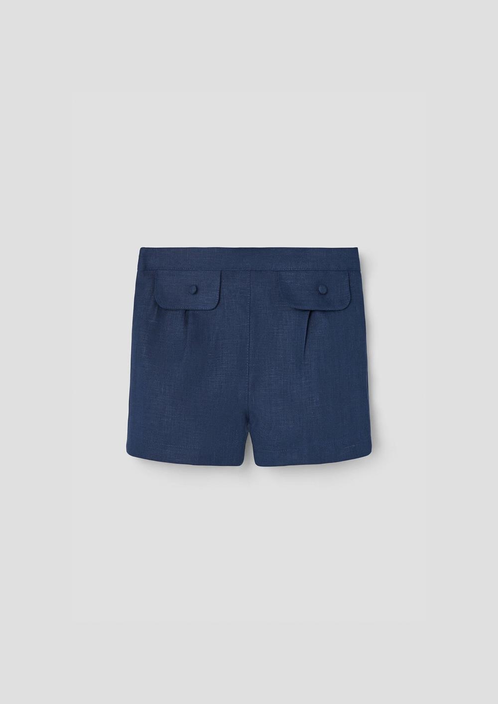 Mod.30.6 Navy blue linen shorts with flaps | SS26 Mod.30.6 Navy blue linen shorts with flaps