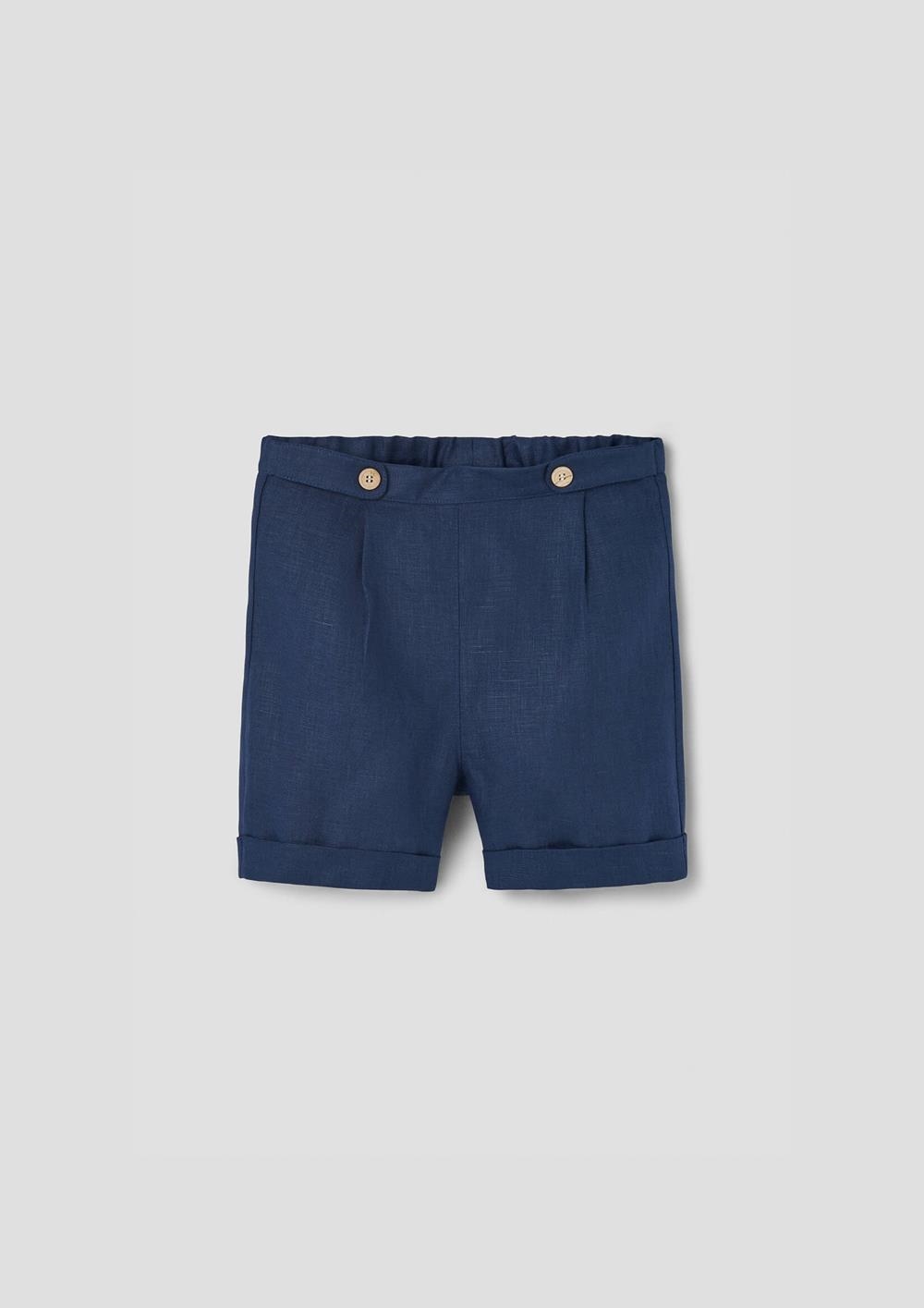 Mod.31.4 Navy blue linen bermuda shorts with turn-ups | SS26 Mod.31.4 Navy blue linen bermuda shorts with turn-ups