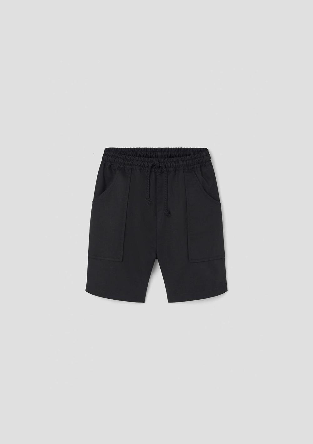 Mod.33.6 Black linen jogger Bermuda shorts | SS26 Mod.33.6 Black linen jogger Bermuda shorts