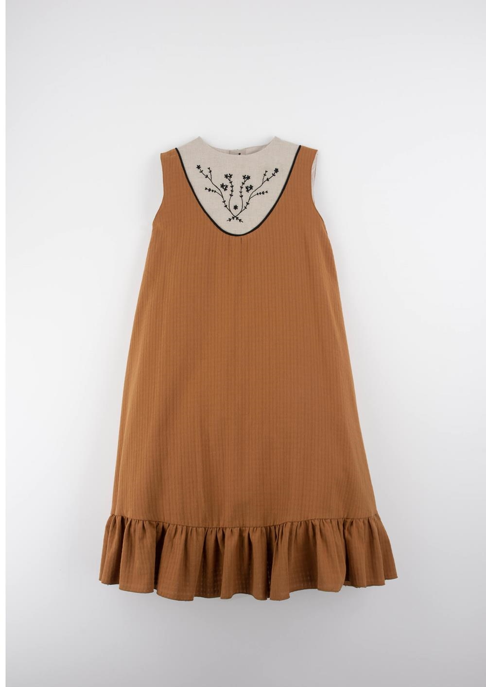 Mod.40.8 Terracotta midi dress with embroidered yoke | SS26 Mod.40.8 Terracotta midi dress with embroidered yoke