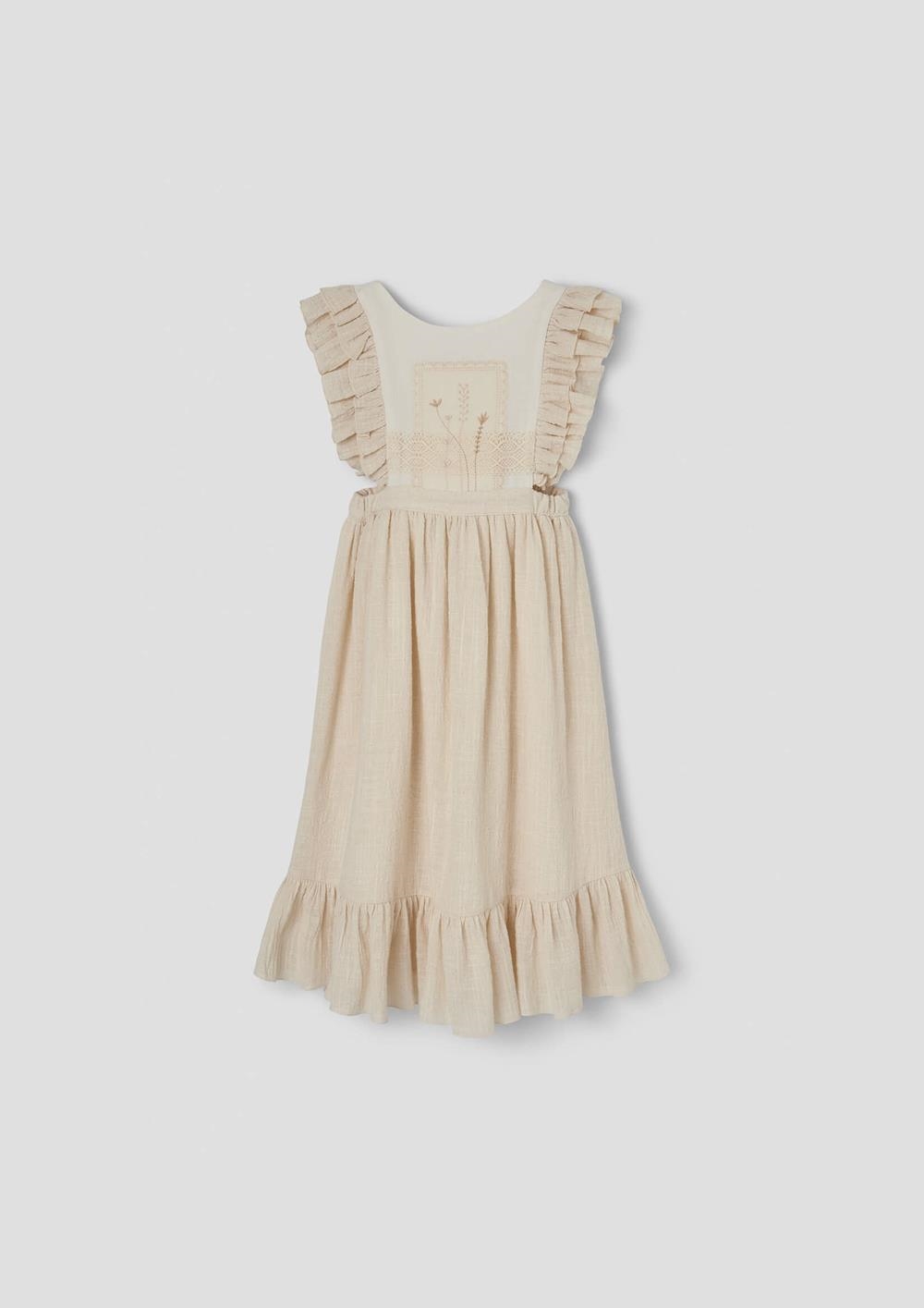 Mod.42.1 Off-white dress with embroidered bib | SS26 Mod.42.1 Off-white dress with embroidered bib