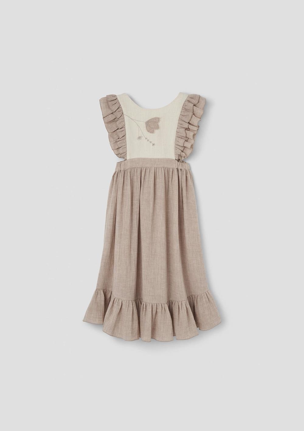 Mod.42.3 Sand dress with embroidered bib | SS26 Mod.42.3 Sand dress with embroidered bib