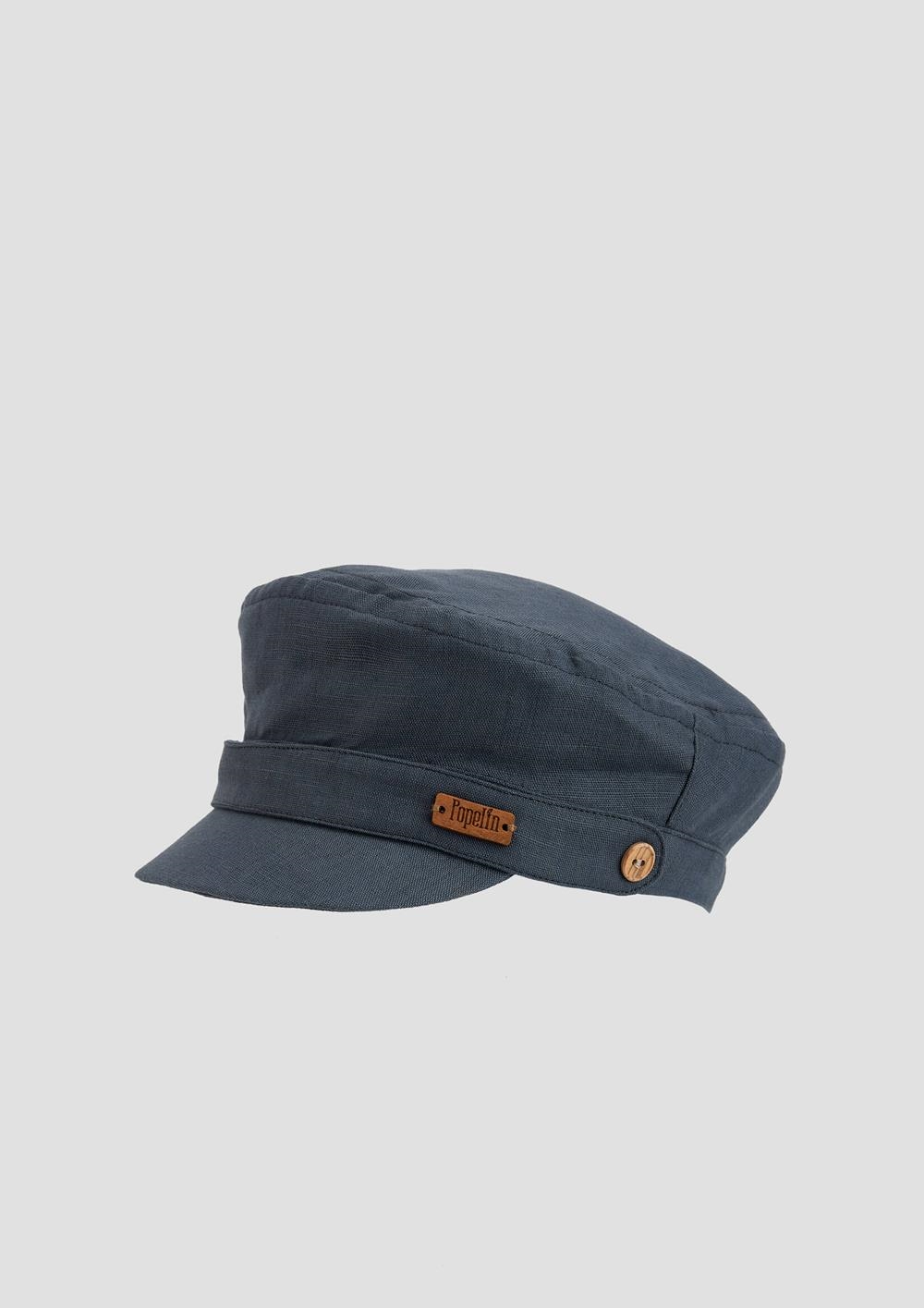 Mod.62.2 Slate blue linen cap with peak | SS26 Mod.62.2 Slate blue linen cap with peak
