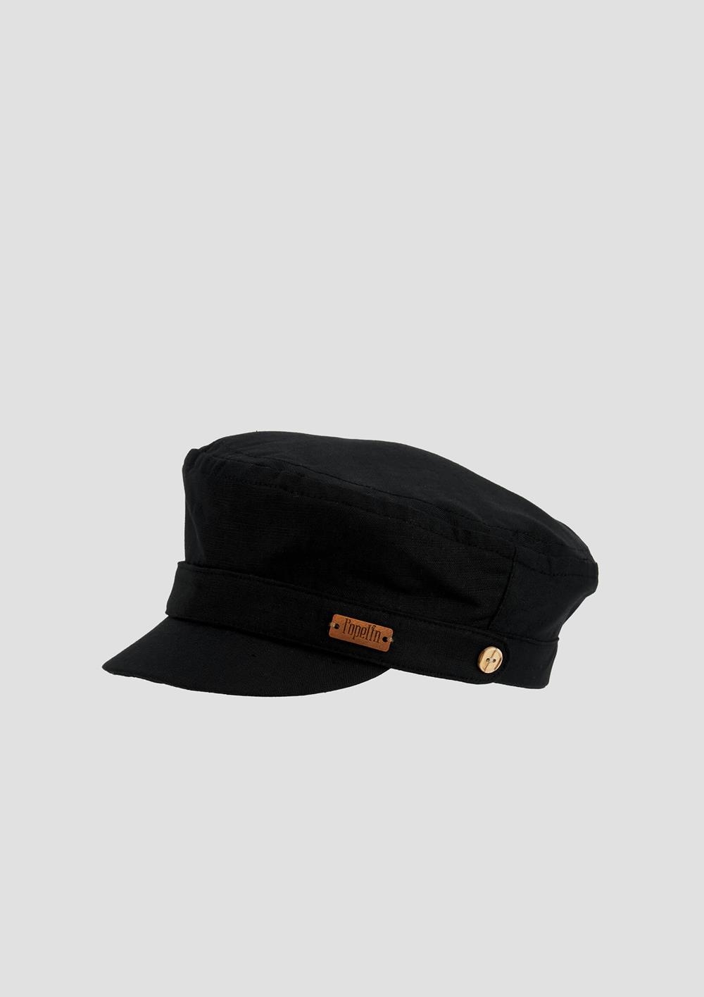 Mod.62.3 Black linen cap with peak | SS26 Mod.62.3 Black linen cap with peak