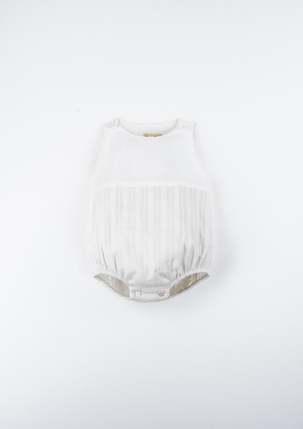 Mod.50.1 White contrasting baby romper suit | SS26 Mod.50.1 White contrasting baby romper suit