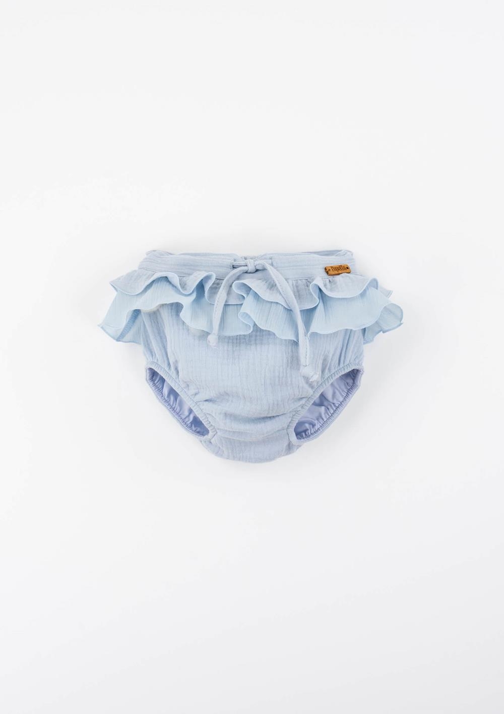 Mod.52.3 Blue organic culotte with double frill | SS26 Mod.52.3 Blue organic culotte with double frill