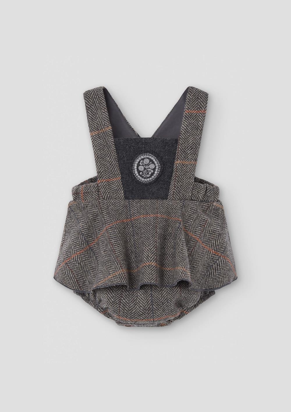 Mod.4.1 Grey herringbone woollen romper suit with straps | AW26.27 Mod.4.1 Grey herringbone woollen romper suit with straps