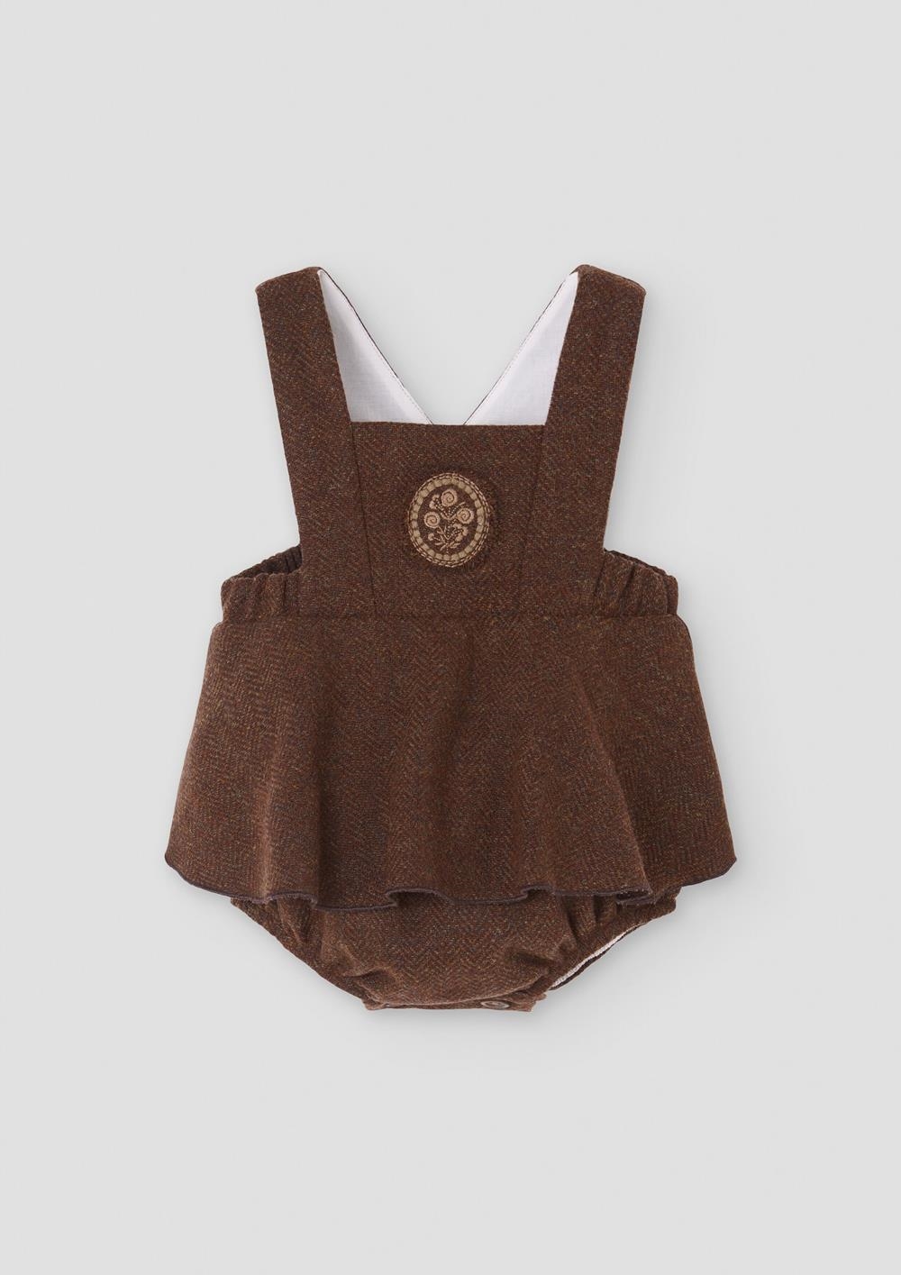 Mod.4.2 Brown woollen romper suit with straps | AW26.27 Mod.4.2 Brown woollen romper suit with straps